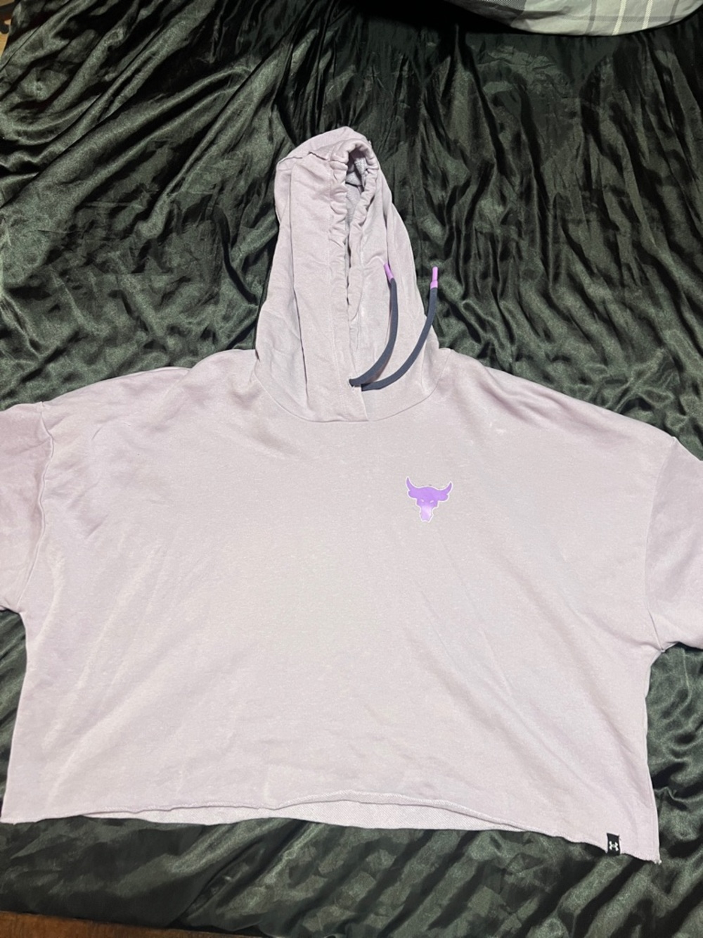 Lilac Cropped Hoodie with Bull Logo